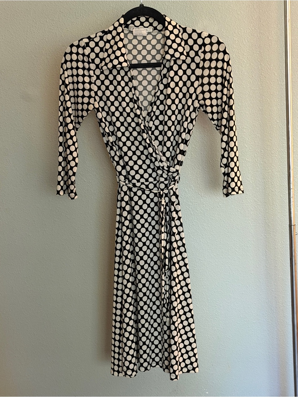 La Belle Black & White Polka Dot Wrap Midi Dress